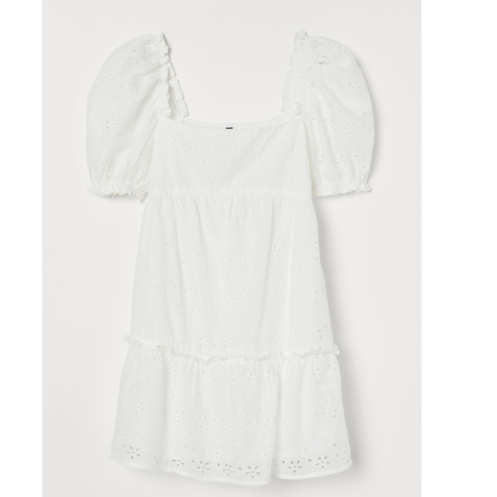 H&M White Eyelet Embroidered Mini Dress